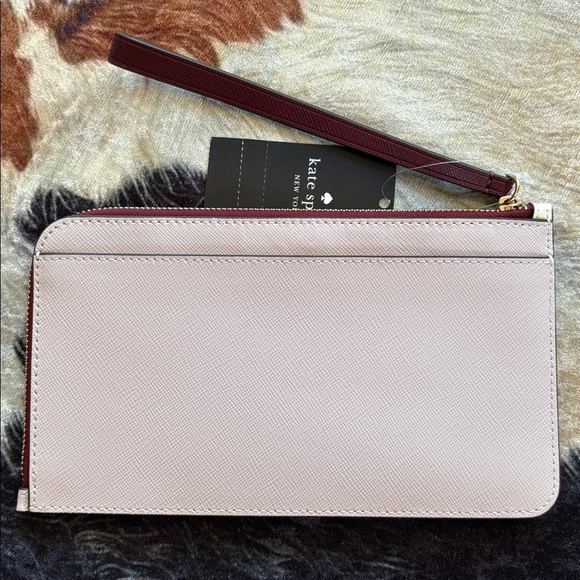 Brand New Kate Spade Colorblock Saffiano Leather L-Zip Medium Wristlet Lilac - Picture 6 of 16